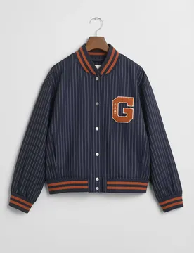 XL PINSTRIPE VARSITY JACKET female