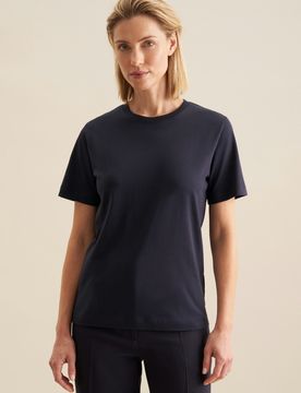 Jersey T- Shirt Crew Neck aus Baumwolle Blau XS