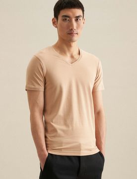 V-Neck Unterzieh-T-Shirt Beige L