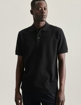 Polo Uni Schwarz XXL