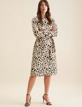 Shirtkleid mit Taillengürtel aus Viskose Schwarz 36
