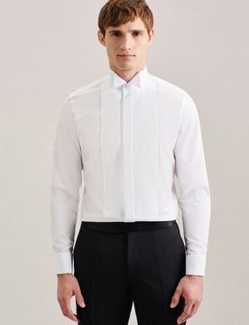Slim Smokinghemd Uni Weiß 36