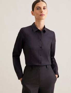 Hemdbluse mit Abnähern regular fit Schwarz 50