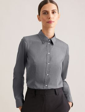 Hemdbluse mit Abnähern regular fit Grau 54