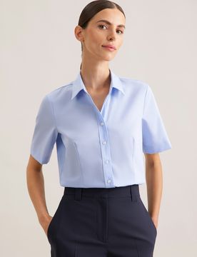 Halbarm Hemdbluse regular fit Blau 54