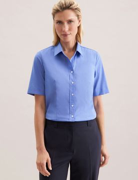 Halbarm Hemdbluse regular fit Blau 42
