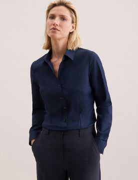 Hemdbluse mit Abnähern slim fit Blau 34