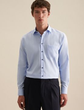 Regular Business Hemd Uni Blau 44