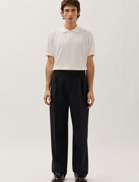 Wide-Leg Chino mit Bundfalten und adjustable waist Schwarz M
