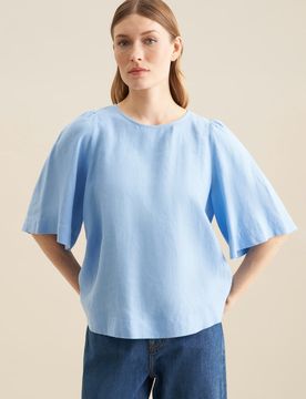 Shirtbluse Uni Blau 34