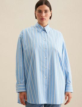 Longbluse Streifen Blau 52