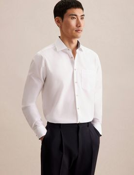 Regular Business Hemd Uni Weiß 43