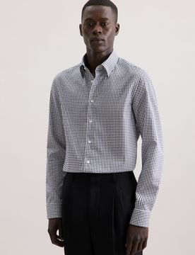 Slim Business Hemd Karo Blau 42