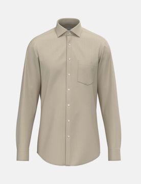 Regular Flanellhemd Uni Beige 39