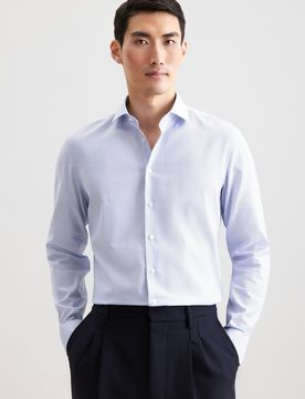 Slim Business Hemd Druck Blau 43