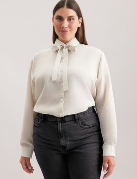 Hemdbluse mit abnehmbarer Schluppe Weiß 50