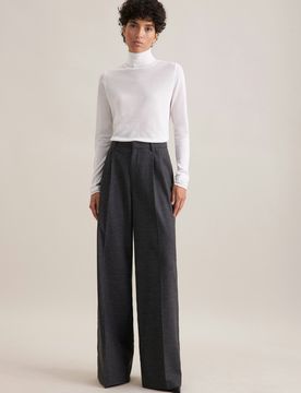 THE PANTS Bundfaltenhose aus Flanell Grau 42