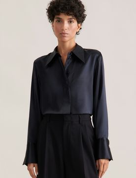 THE STAR Fließende Satinbluse Schwarz 42