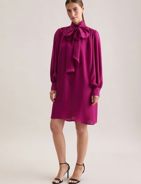 Kleid mit Stehkragen und angesetzter Schluppe Rosa/Pink 42