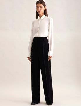 Fließende Hose High Waist Schwarz 36