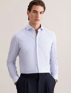 Slim Business Hemd Gestreift Blau 37