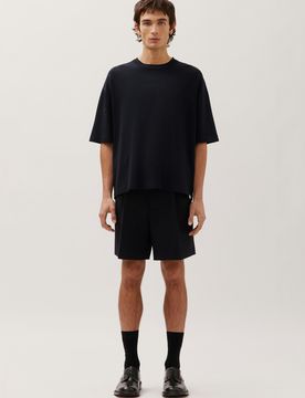 Rundhals T-Shirt aus Viskose/Nylon Schwarz S
