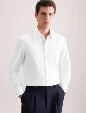 Straight Business Hemd Uni Weiß 39
