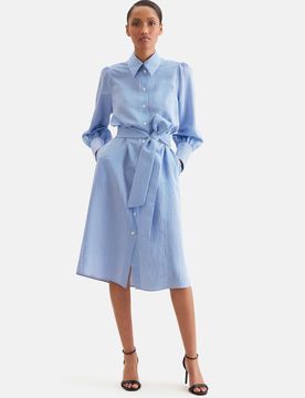 Fliessendes Hemdblusenkleid aus Viskose Mix Blau 46