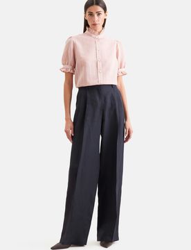 Bundfaltenhose aus 100% Leinen Schwarz 44
