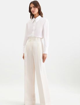 Bundfaltenhose aus 100% Leinen Weiß 38