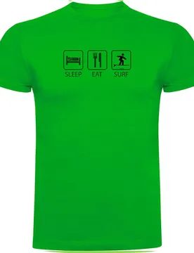 T-shirt à Manches Courtes Sleep Eat And Surf Green 3XL