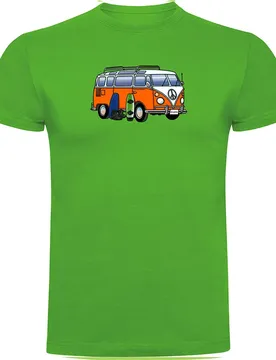 T-shirt à Manches Courtes Hippie Van Wakeboard Green L