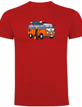 T-shirt à Manches Courtes Hippie Van Snowboard Red 3XL
