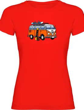 T-shirt à Manches Courtes Hippie Van Snowboard Red S