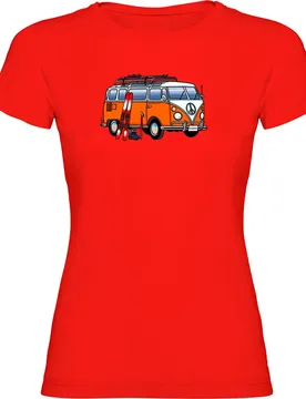 T-shirt à Manches Courtes Hippie Van Ski Red M