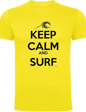 T-shirt à Manches Courtes Keep Calm And Surf Yellow S