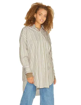 Chemise à Manches Longues Lacy Oversized Poplin Jjxx Fog / Stripes White XL