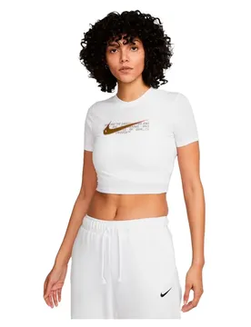 T-shirt à Manches Courtes Sportswear Slim Crop Swoosh White M