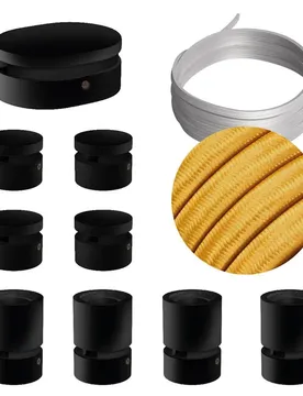 Cables Kit D´éclairage Symmetric Filé System Cm05 5 M 9 Unités Black / Gold One Size