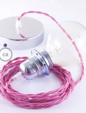Cables Lampe Suspendue Pendel Pour Abat-jour Tm08 Diy 1 M Fuchsia / Chrome Plated One Size