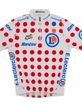 Maglia A Maniche Corte Tour De France Overall Leader White / Red Dots
