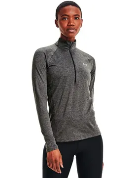 T-shirt à Manches Longues Avec Demi-zip Tech Solid Carbon Heather / Metallic Silver M