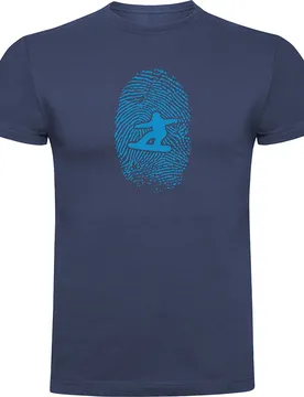 T-shirt à Manches Courtes Snowboarder Fingerprint Denim Blue M