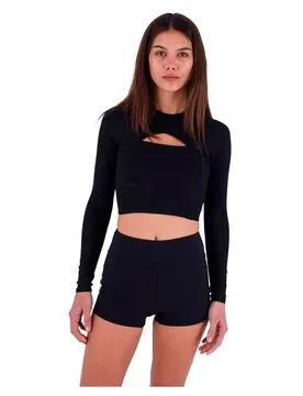 Rash Guard Manches Longues Max Solid Rib Cropped Cross Yoke Black M