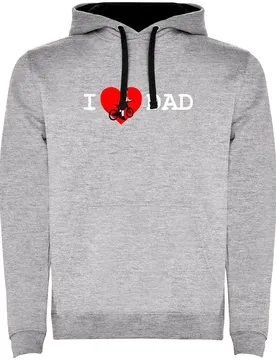 Felpa Con Cappuccio I Love Dad Two-colour Heather Grey / Black