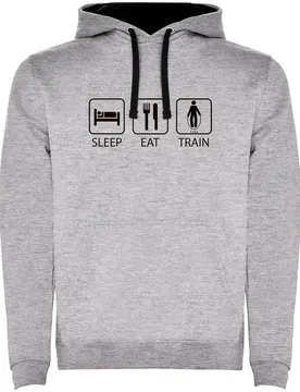 Sweat à Capuche Sleep Eat And Train Two-colour Heather Grey / Black L