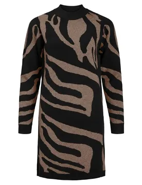Robe à Manches Longues Ray Aop Black / Aop Fossil Big Animal Jaquard XS