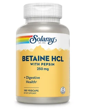 Capsules Betaine Hcl With Pepsin 250mg Enzymes And Digestive Aids 180 Unités