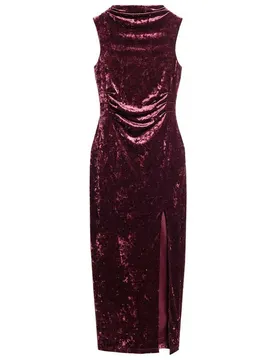 Robe Midi Sans Manches Velvet Maxi Port Red M