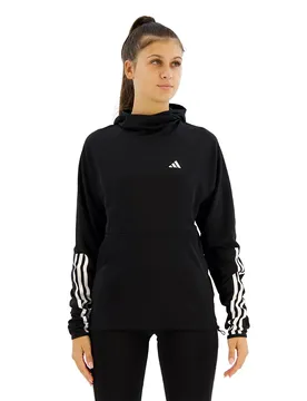 Felpa Con Cappuccio Own The Run Excite 3 Stripes Black XS